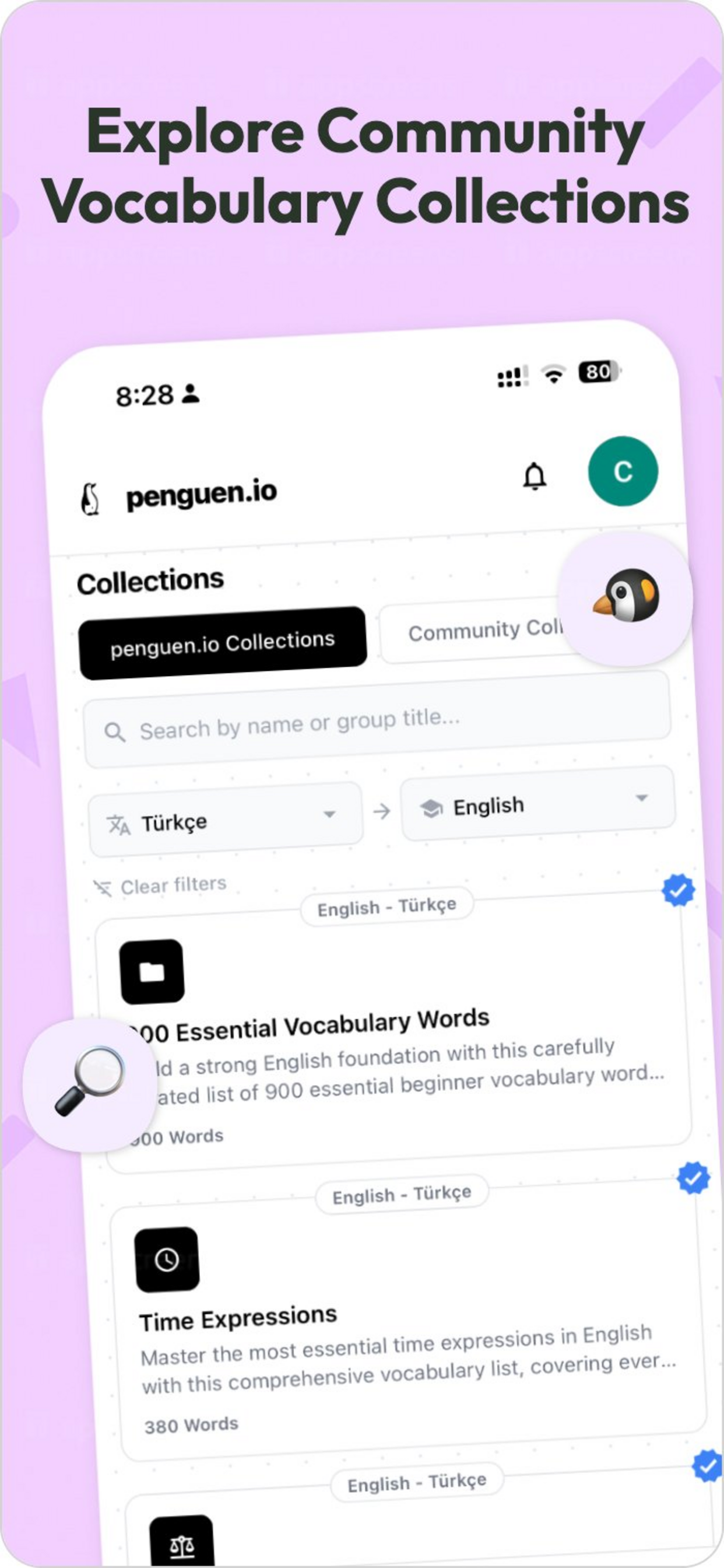 penguen.io mobile app screenshot